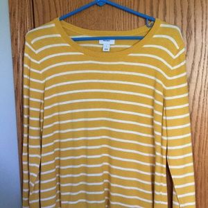 Old Navy Yellow and White Scoop Neck Sweater